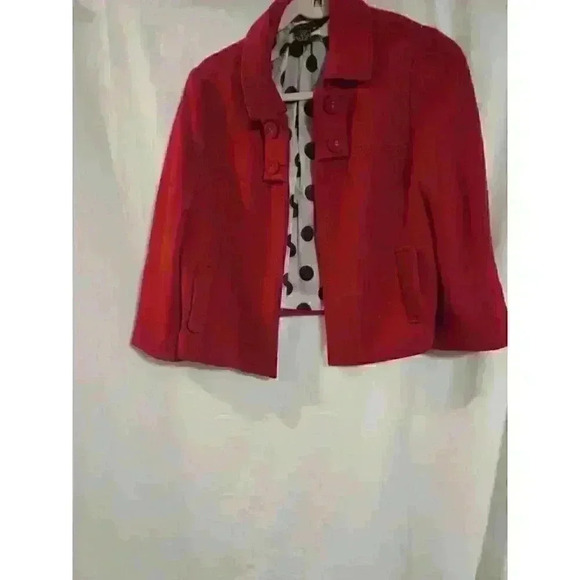 Sandro Sportswear Cropped Cape-Style Jacket Red Button Front Long Sleeve - Picture 1 of 4